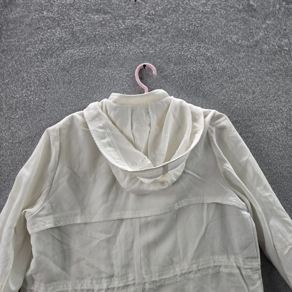 Vince Women Jacket M White Anorak Utility Snap‎ Button Zipper